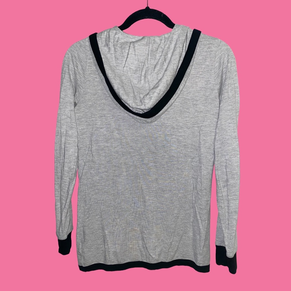 Lacoste women’s long sleeve hooded top, gray/black, size 40, large - Picture 2 of 4